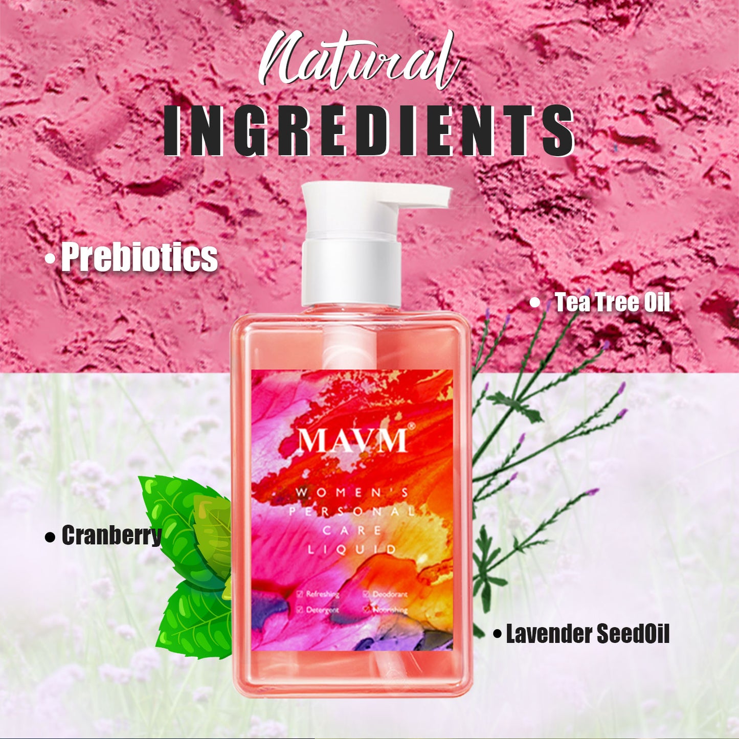 Women's intimate wash, plant-based, pH balanced, coco scent